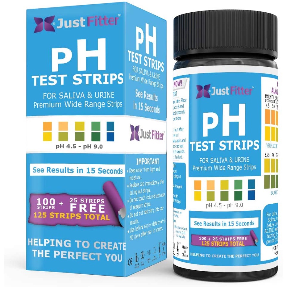 Just Fitter pH Test Strips, Track & Monitor Your pH Level, 100 Strips