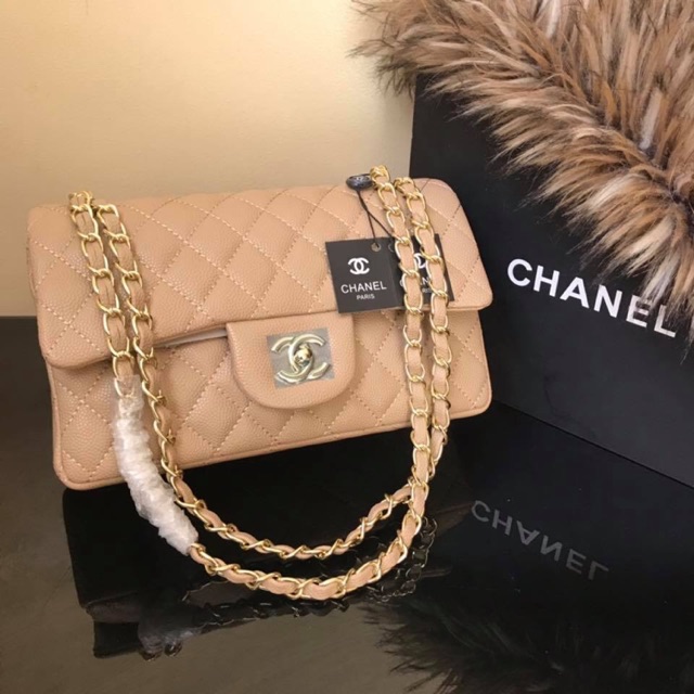 Chanel Medium Classic BEIGE Double Flap Sling Bag | Shopee Philippines