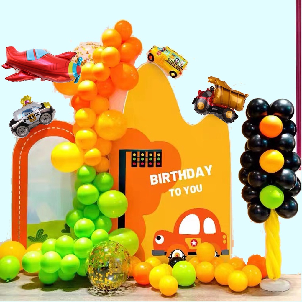 Boys Birthday Party Decoration Balloons/large and Small Airplane Truck Tanks Police Cars Fire Trucks Aluminum Foil Balloons/thick Children's Toy Balloons/safe and Environmentally Friendly Reusable/vehicle Series Theme Party Decoration Balloons