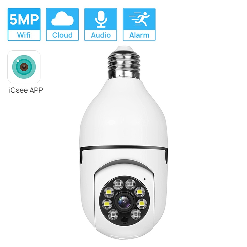 Hamrol 5MP Bulb PTZ Wifi Camera iCsee App  Auto Tracking  1080P Color Night Vision Automatic 2MP Tracking 4X Digital Zoom Indoor CCTV #6