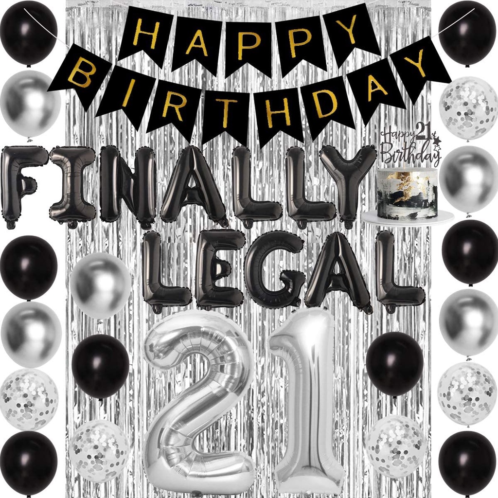 joymemo-21st-birthday-decorations-silver-and-black-finally-legal-21