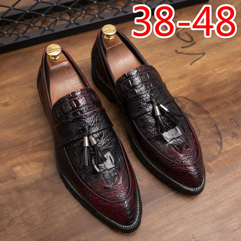Red leather shoes for men formal shoes 