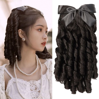 Girl's wig Republic Of China Female Curly Hair Roman Cheongsam Republican Style Miss Accessories Gold Pink Family Princess Egg Roll Ponytail #1