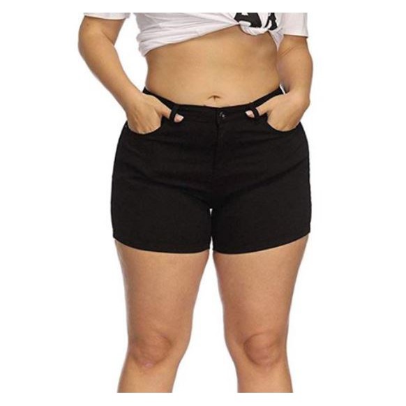 black plus size denim shorts