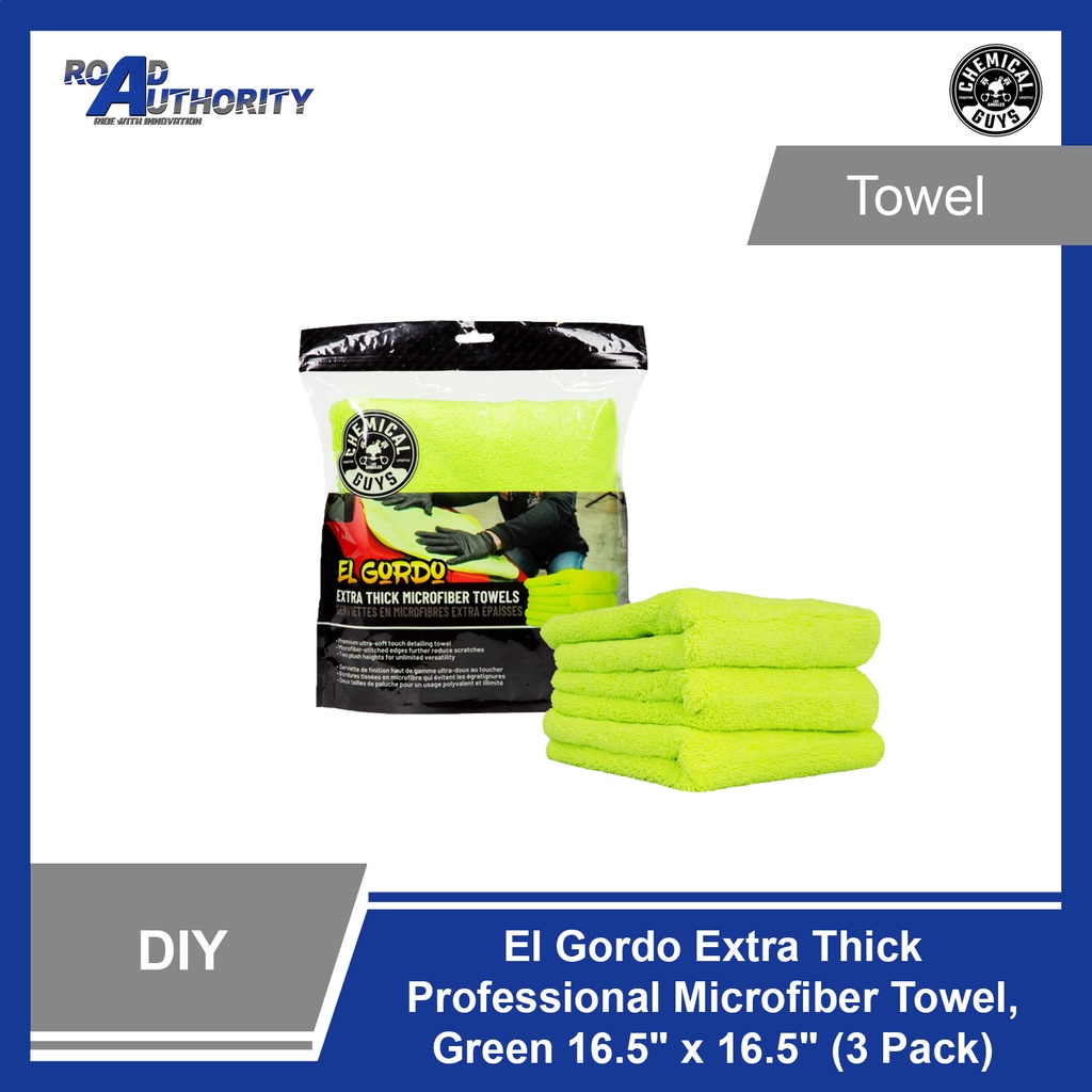 Chemical Guys El Gordo Extra Thick Professional Microfiber Towel, Green ...