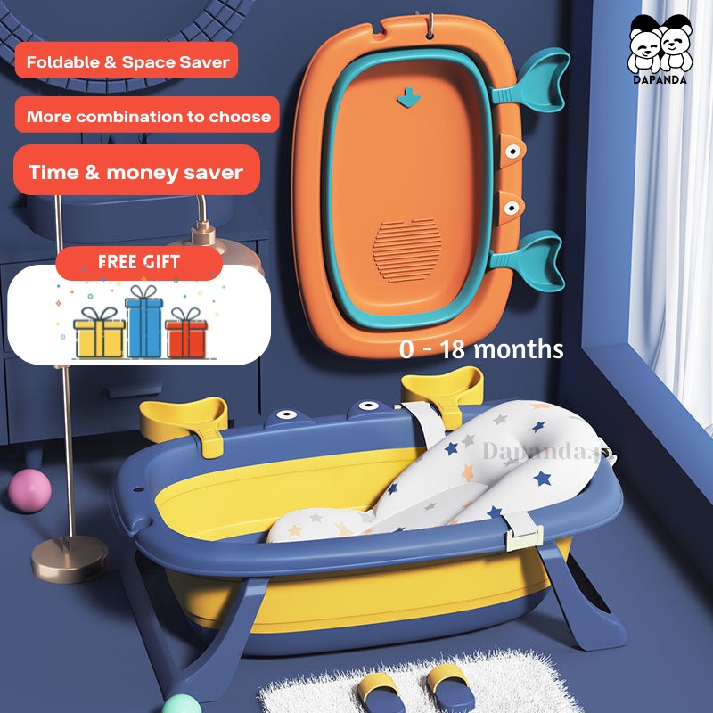 DAPANDA Foldable Baby Bath Tub Collapsible Portable Folding Tubs Shower Baby Bathtub Basin Freebies