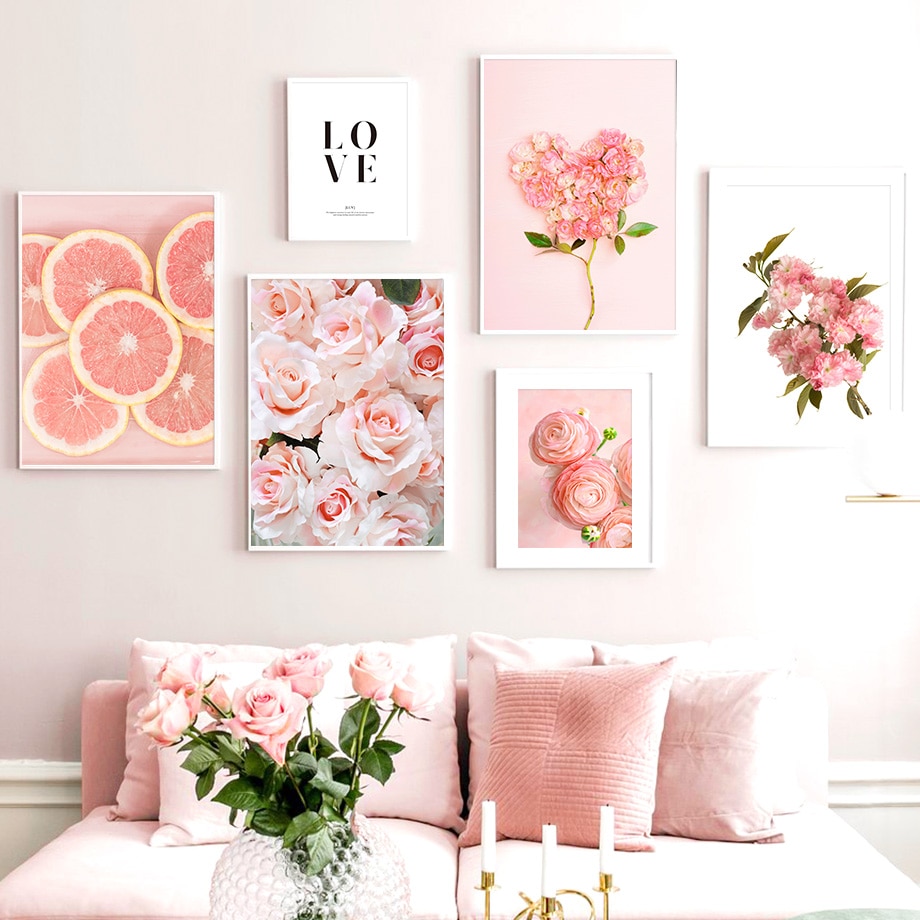 Pink Rose Orange Petal Quote Love Wall Art Canvas Painting Nordic Posters And Prints Wall Pictures For Living Room Bedroom Decor Shopee Philippines