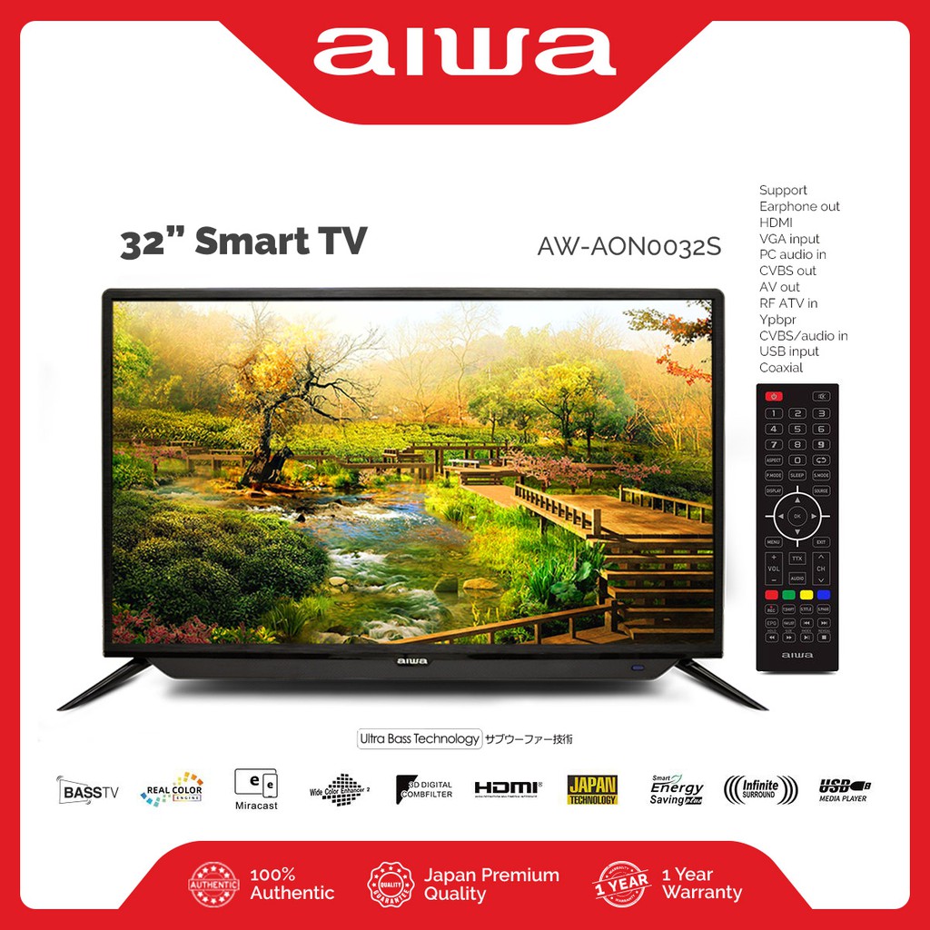 Aiwa 32 Inch Android Smart Flatscreen HD LED TV with Free TV Wall