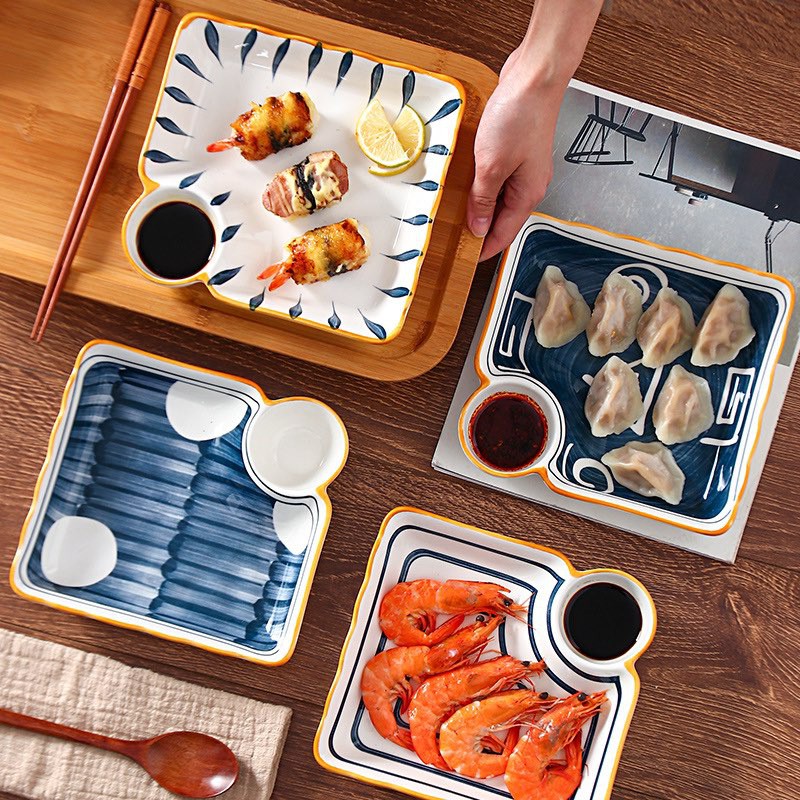 Ceramic Square Shape Japanese Sushi Plate Dessert Salad Serving Tray ...