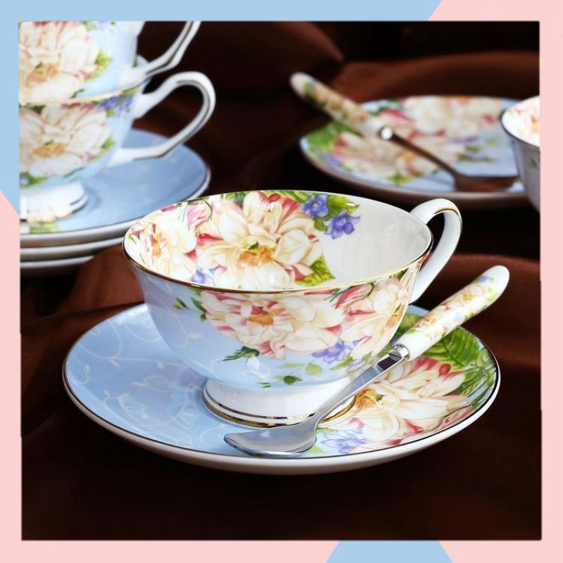 Cod European Bone China Coffee Cup Set Afternoon Tea Set Creative Ceramic British Black Tea Cup With Spoon Shopee Philippines