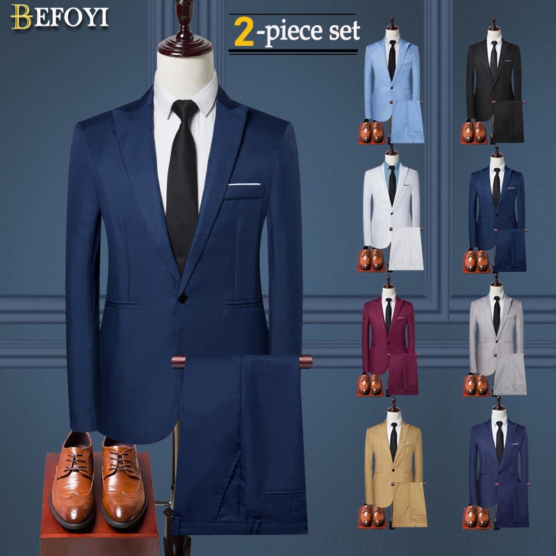 2-Piece Set men suit blazer set coat formal trousers Business wedding ...