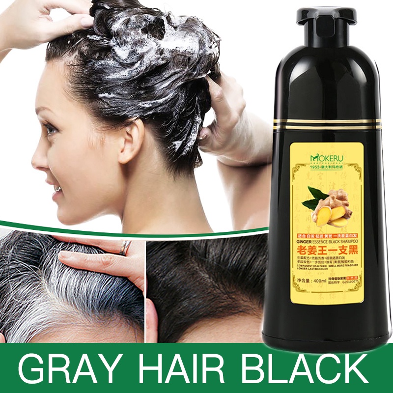 Mokeru Ginger shampoo Herbal Non Allergic Natural Fast Blacking Gray Hair  Dye Black Shampoo Dye For | Shopee Philippines