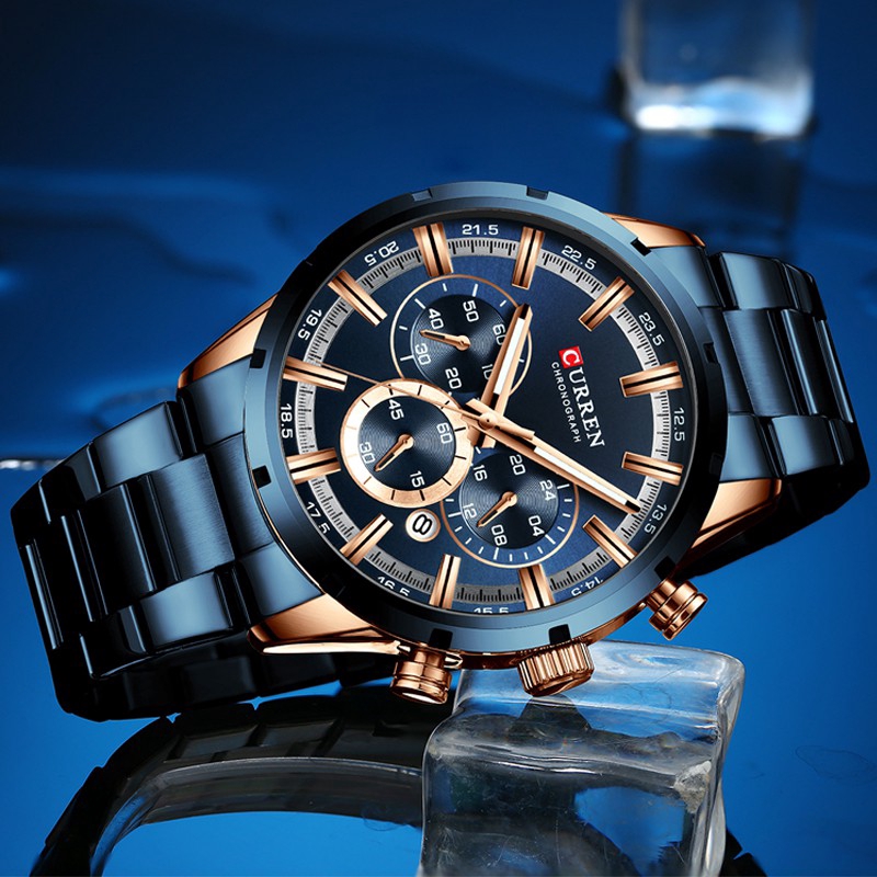 CURREN Men Watch Waterproof Luxury Stainless Steel Watches Chronograph Brand  Busines Quartz Wristwatch