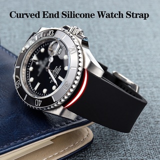 Curved End Rubber Watch Strap 18mm 20mm 22mm For Omega Seiko Rolex Tissot Tudor Silicone Waterproof Sports Watchband Bracelet