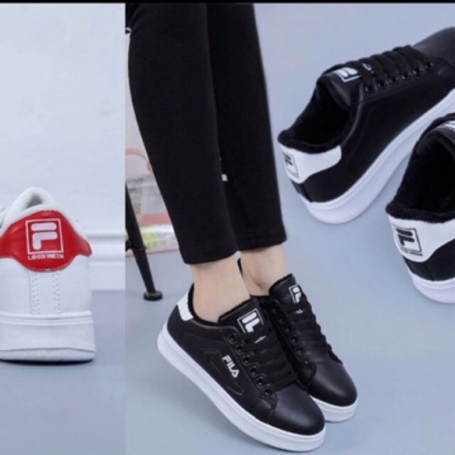 fila white and black shoes