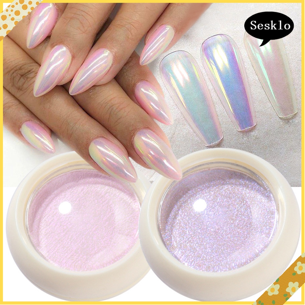 SK] 2g Mirror Effect Nail Aurora Powder Persistent with Brush Solid Chrome  Manicure Art Decorations Rubbing Dust for Female | Shopee Philippines