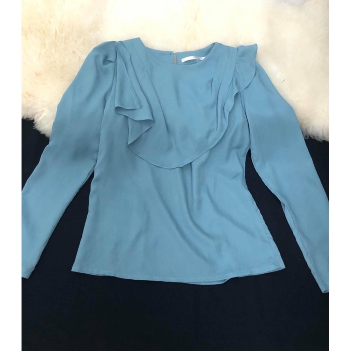 Pass turquoise chiffon shirt size M