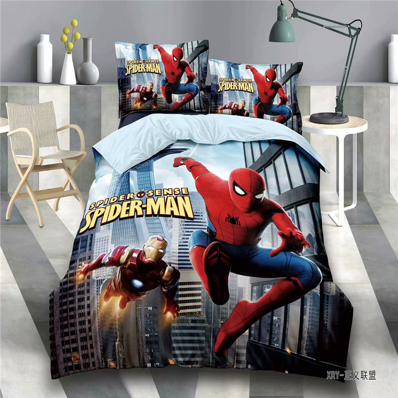 Hero Spider Man Iron Man Bedding Set Twin Size Bed Sheets For Kids Quilt Duvet Covers Single Bedroom Shopee Philippines