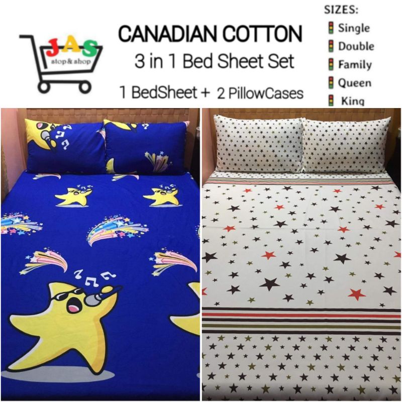 Jas 3in1 Starry Canadian Cotton Bed, King Size Bed Sheet Dimensions Canada