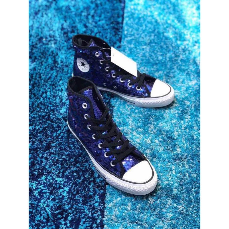 blue sequin converse high tops