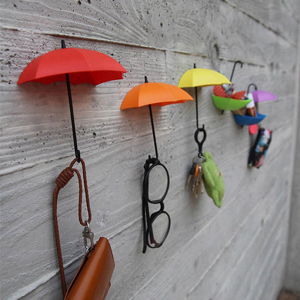 6 PCS Colorful Umbrella Wall Rack Wall Key Holder Key Organizer for Keys Jewelry and Other Small Items 