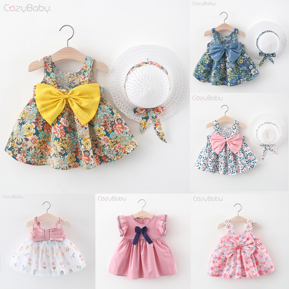 Summer Toddler Girl Clothes Set Baby Beach Dresses Bow Floral ...