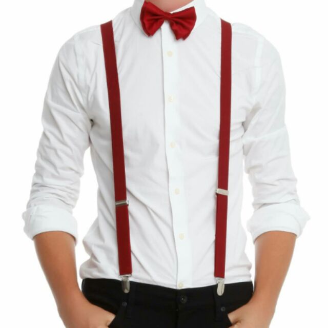 Luster Y-Back Suspenders Bow Tie Set