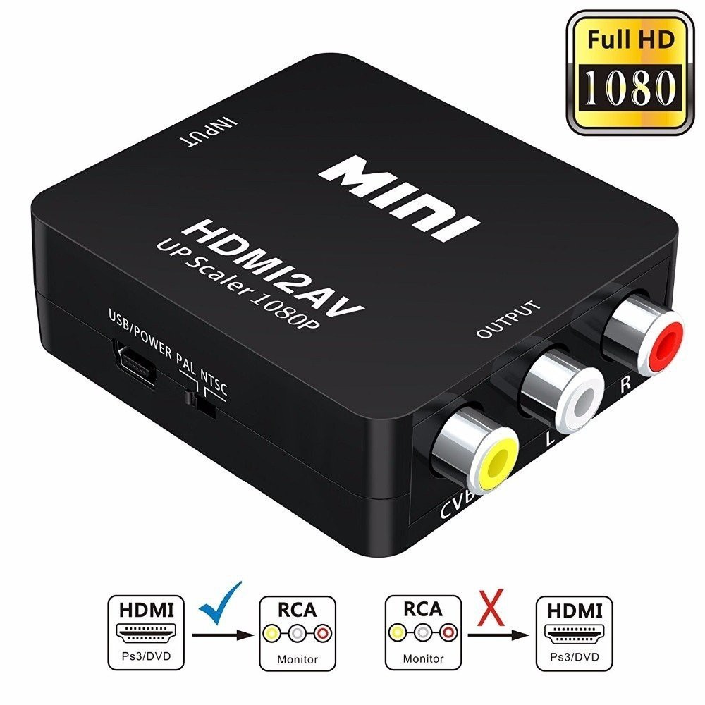 TKK MINI HDMI to AV RCA CVBS Composite Video 1080P HDMI2AV Converter ...