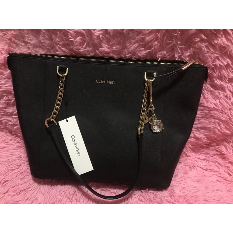 100% Original And Authentic Black Calvin Klein Tote Bag With Zipper |  Shopee Philippines