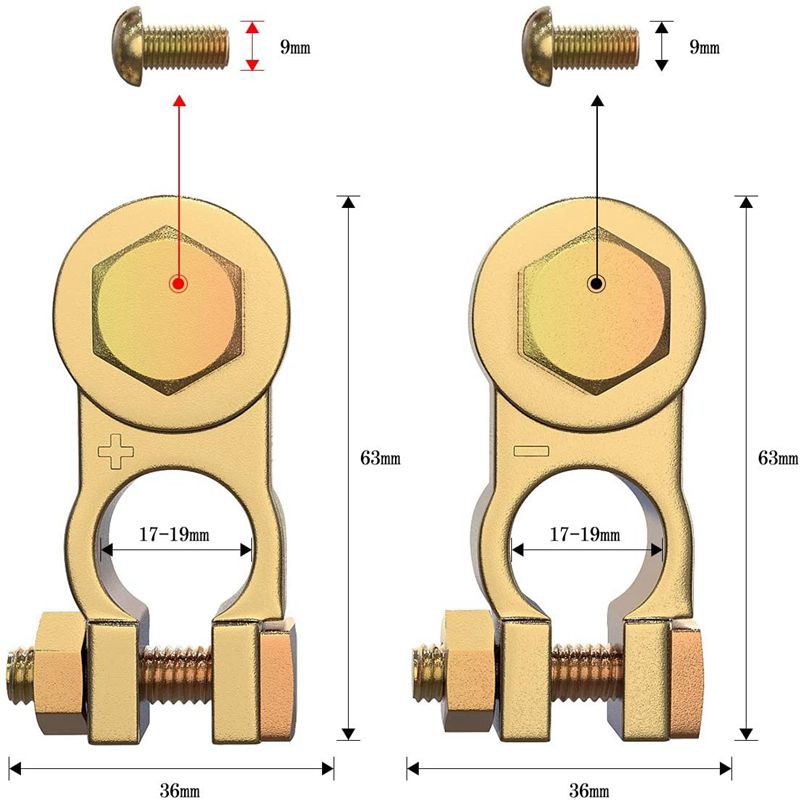 Adjustable Auto Battery Terminal Connector Ends Clamp Positive