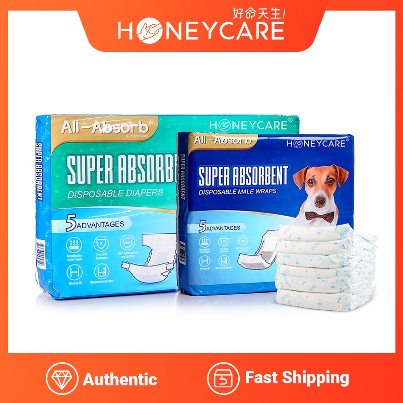 Honeycare Super Absorbent Disposable Dog Diapers for Male Wraps and