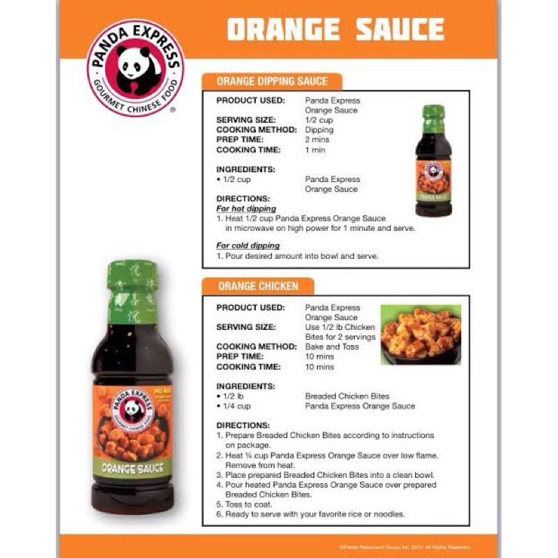 Panda Express Orange Sauce 588g Shopee Philippines