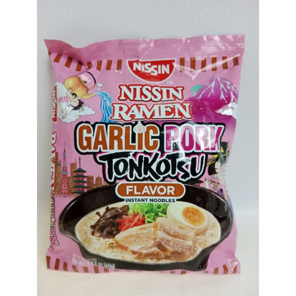 Nissin Ramen Garlic Pork Tonkotsu Flavor Instant Noodles 60g Shopee