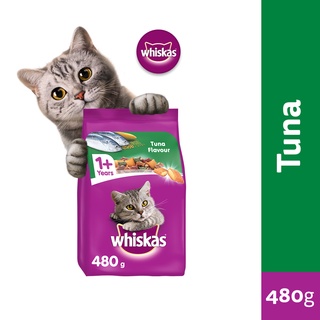 WHISKAS Dry Cat Food Tuna Flavor for Adult Cats, 480g. Dry Food for Cats Aged 1+ Years