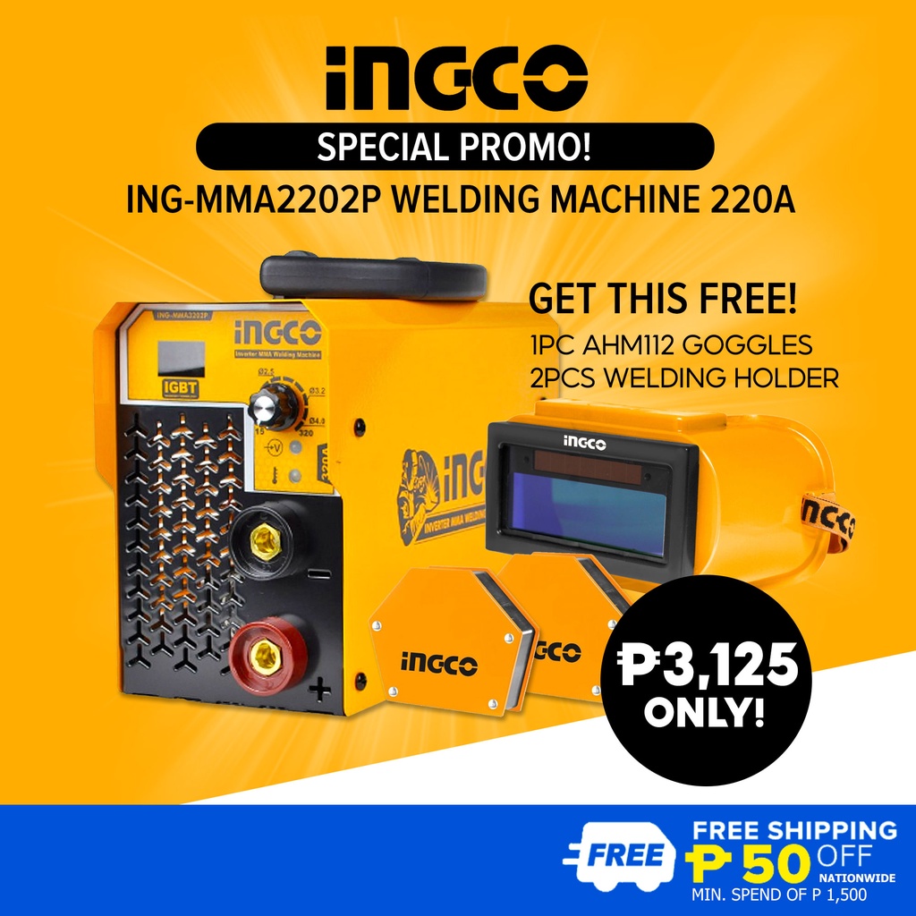 Ingco INGMMA2202P Portable IGBT Inverter MMA ARC Welding Machine 220A