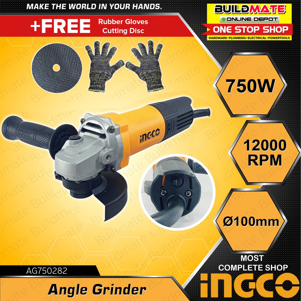 INGCO INDUSTRIAL Angle Grinder 750W SUPER SELECT AG750282 + FREE