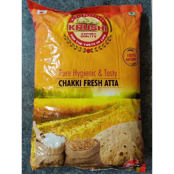 whole grain Whole Wheat Flour Chakki Atta KRUSHI (5kg) Shopee