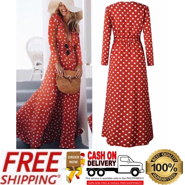 red dress with black dots