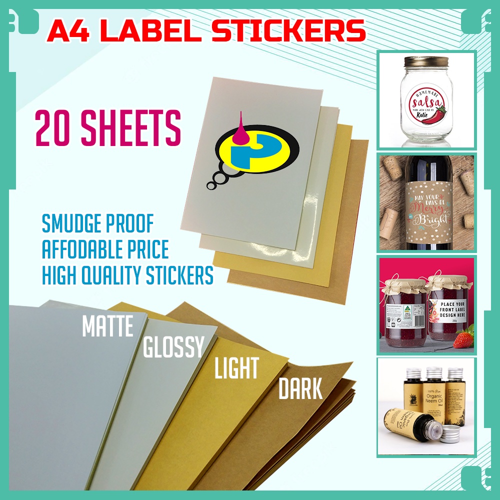 A4 label sticker paper 20sheet for inkjet printer laser printer ...