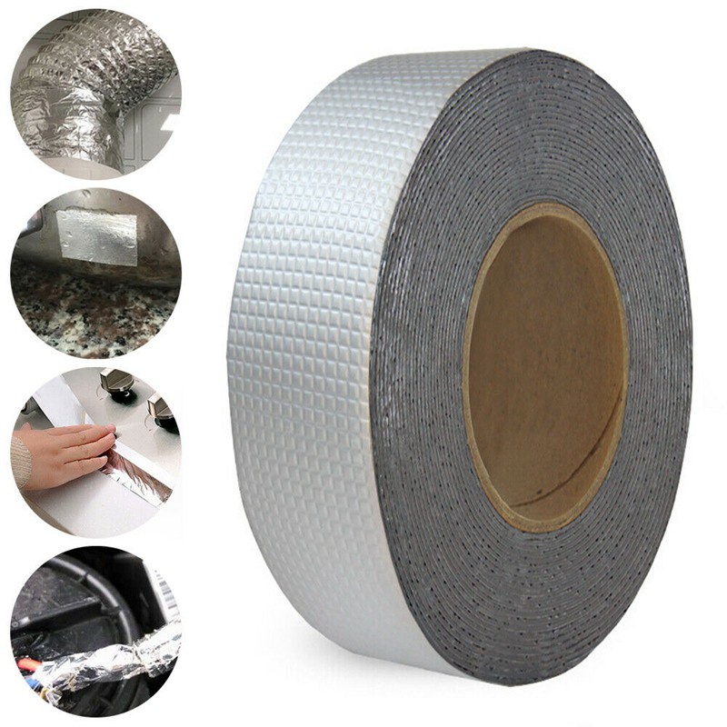 2Pcs Super Strong Waterproof Tape Butyl Seal Rubber Aluminum Foil Tape 50mm x 5M Top