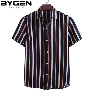 BYGEN Men Lapel Neck Button Up Polo Shirt Korean Style | Shopee Philippines
