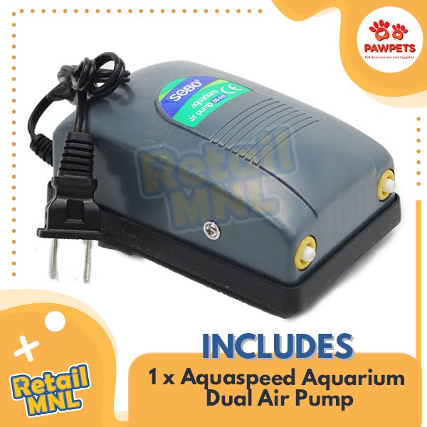 Retailmnl Aquaspeed Aquarium Dual Air Pump Double Oxygen Strong For Brine Shrimp Hatchery BBS