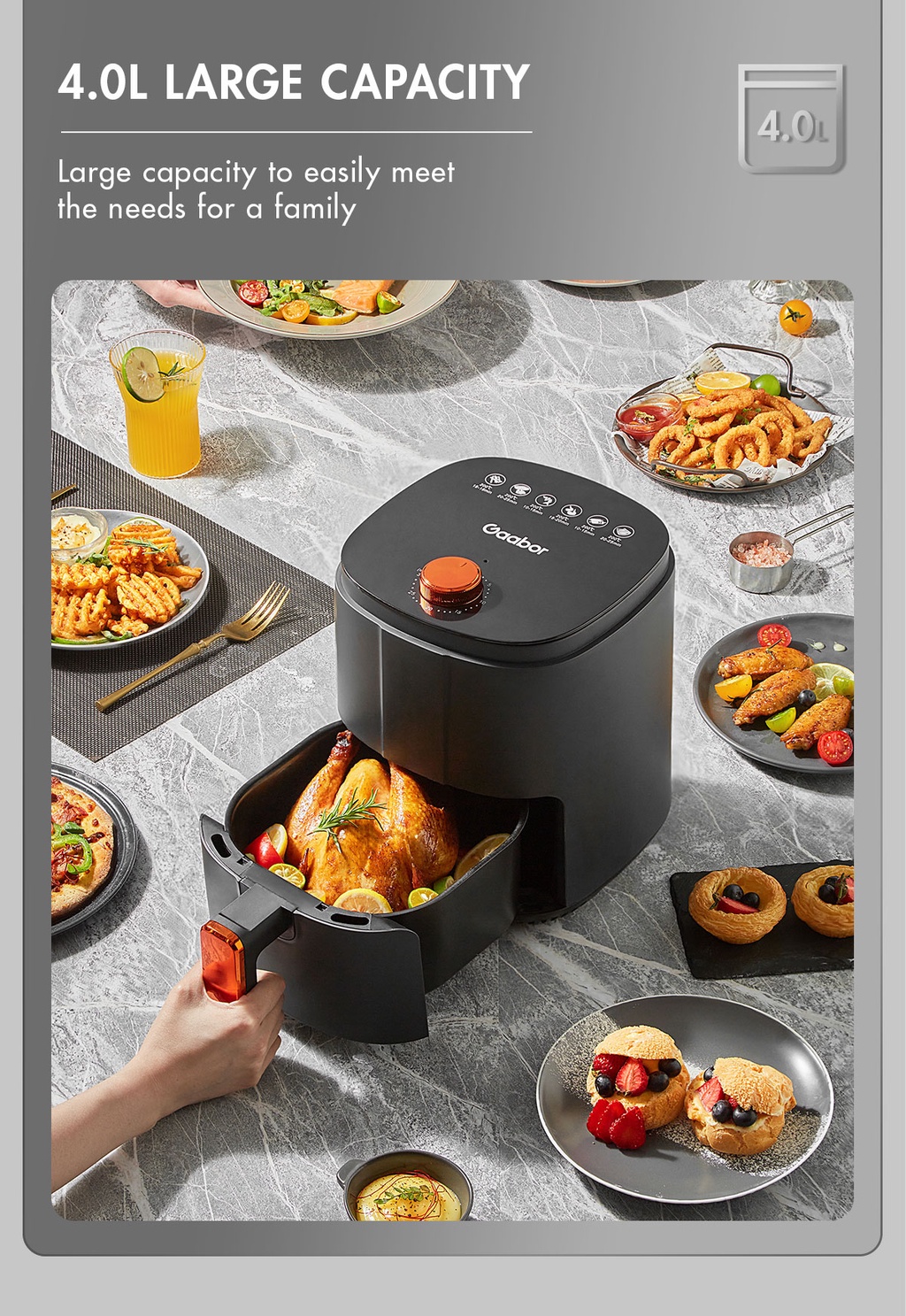Gaabor Air Fryer, 4L Household Multifunctional Oilfree Healthy