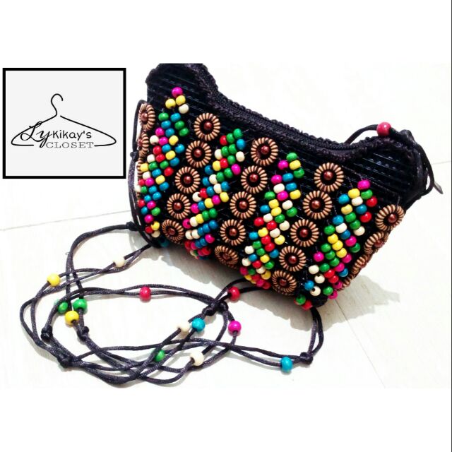 beaded sling bag