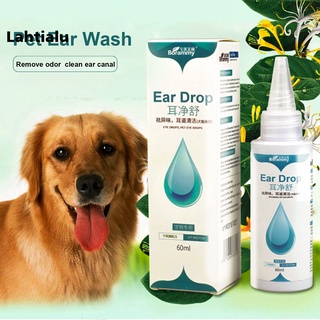 Lahtialu 60ml Cat Dog Mites Odor Removal Ear Drops Infection Solution Treatment Cleaner