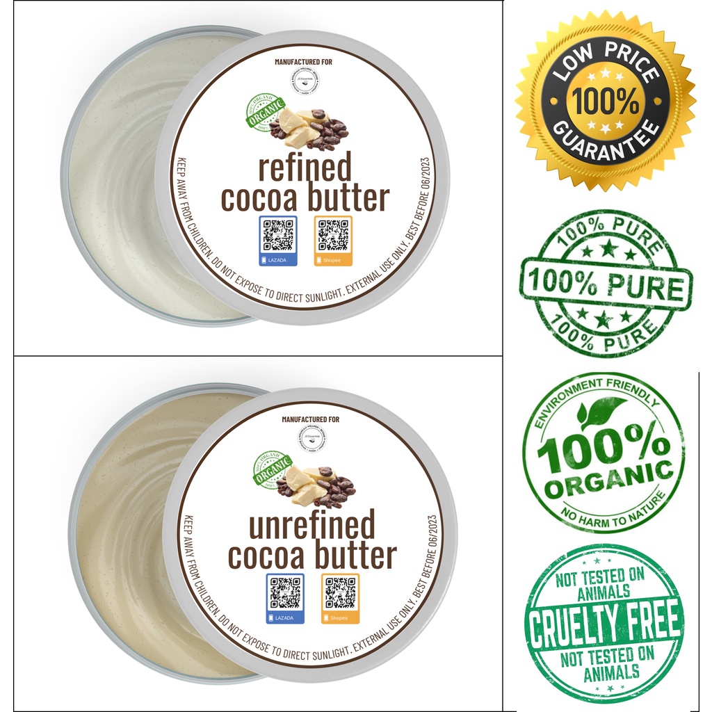 JS ESSENTIALS Organic Cocoa Butter [ REFINED / UNREFINED ] Cacao Butter