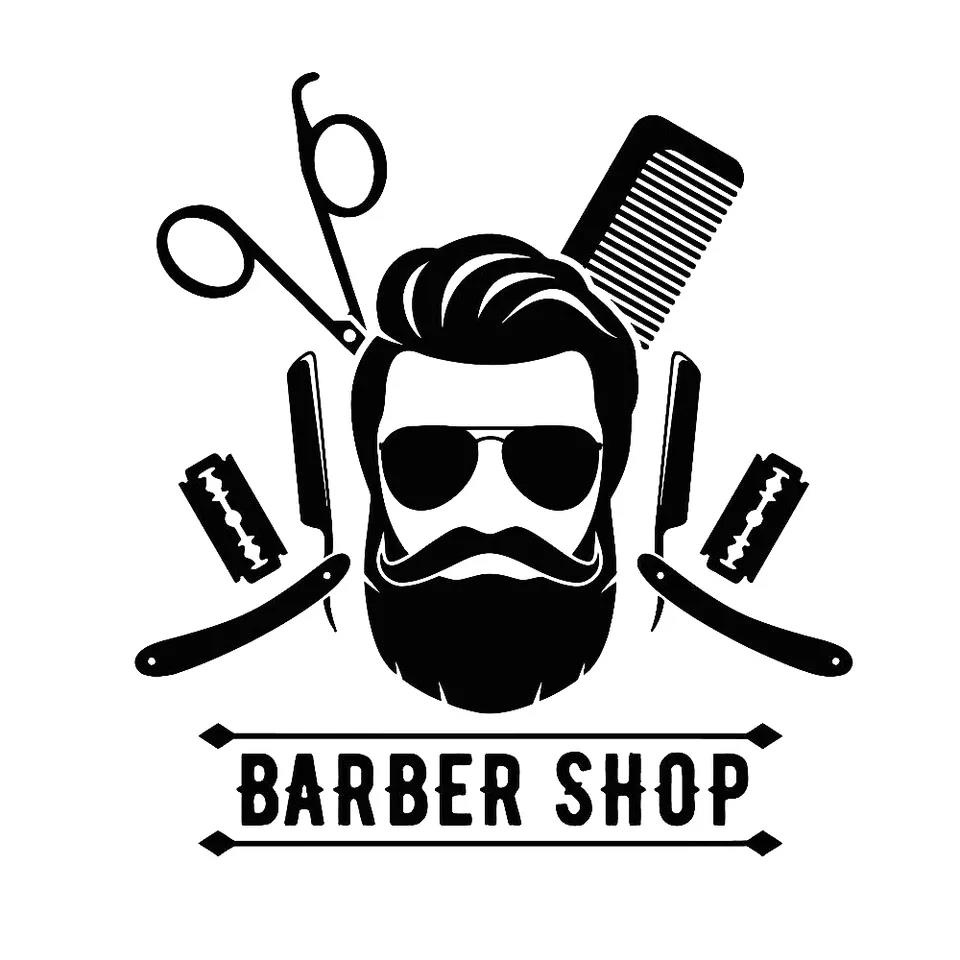 Man BARBER SHOP Decor Stickers for Door Window Wall Barber Tools Vinyl ...