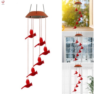 HOT Solar Red Bird Wind Chime Lights LED Lamp Hanging Outdoor Decoration for Homes Yards and Gardens