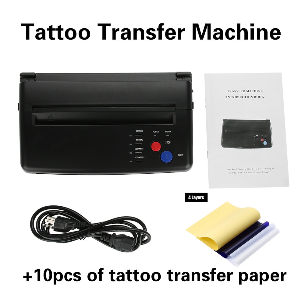 Tattoo Transfer Machine Mirror Copy and Normal Copy for DIY Tattoo Supplies Portable Cis Mode Thermal Tattoo Printer Drawing Transfer Machine Copier with 10pcs Thermal Transfer Paper 
