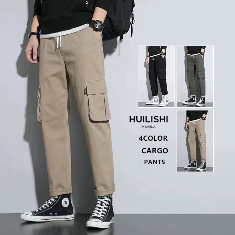 HUILISHI 28-36size 6 Pocket Men's Fashion Casual Straight Loose Cargo ...